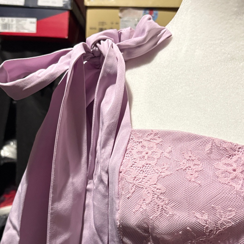 37c# NWT Flores W Sz S lavender top with lace,pearls, and bows( ribbons) accents - Picture 5 of 14